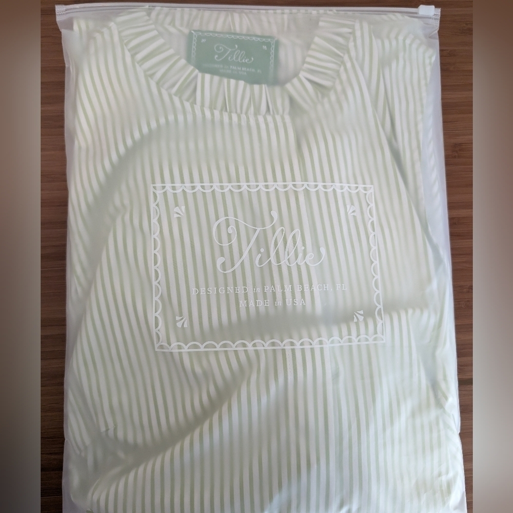 NWT Tillie Cocoanut Dress Seagrape Green Stripe Medium Midi Sundress Made In US - Picture 7 of 8